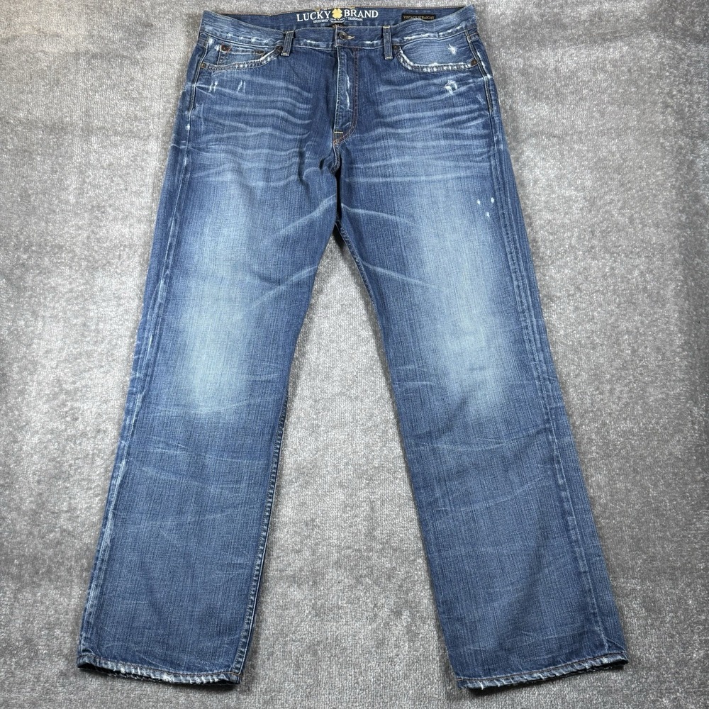 Lucky Brand Jeans Men's 38x32‎ Blue Denim Vintage Straight Cotton USA Made